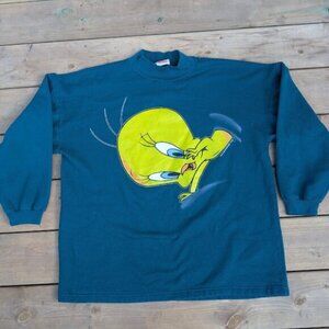 Vintage 1996 Novel Teez Double Sided Tweety Bird Sweater Size Large